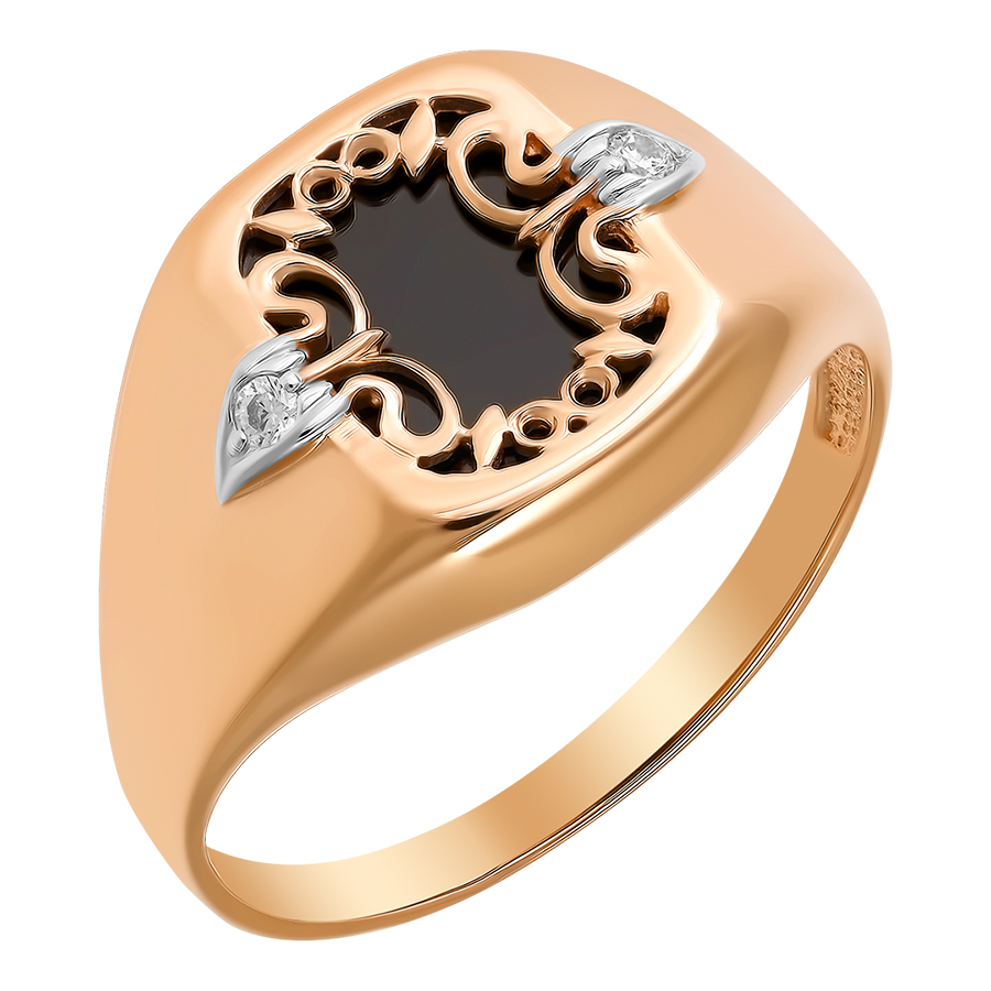 Кольцо, золото, оникс, 1509750